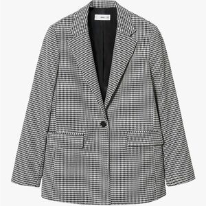 Mango Houndstooth Wool-Blend Blazer